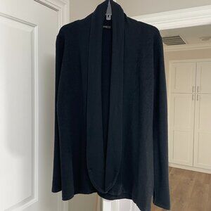 Cyrus Women's Black Solid Open Front Shawl Collar Cardigan